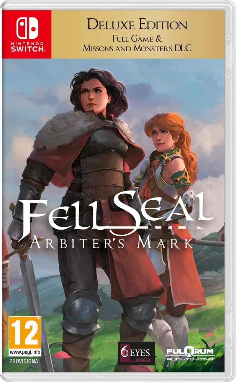 Cover art of Fell Seal: Arbiter's Mark Deluxe Edition for Nintendo Switch, featuring two characters.