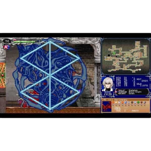 A dark fantasy game scene featuring a character battling a large, glowing blue, multi-layered cube w.