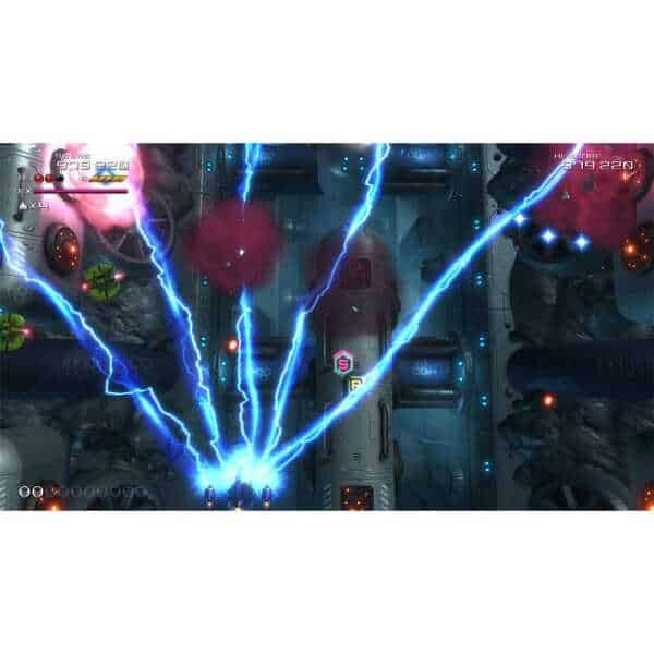 Intense arcade shooter game with lightning attacks and futuristic space setting.