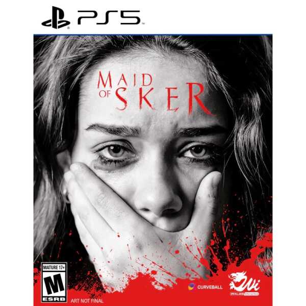 A woman with a distressed expression covering her mouth, promotional cover for "Maid of Sker" horror.