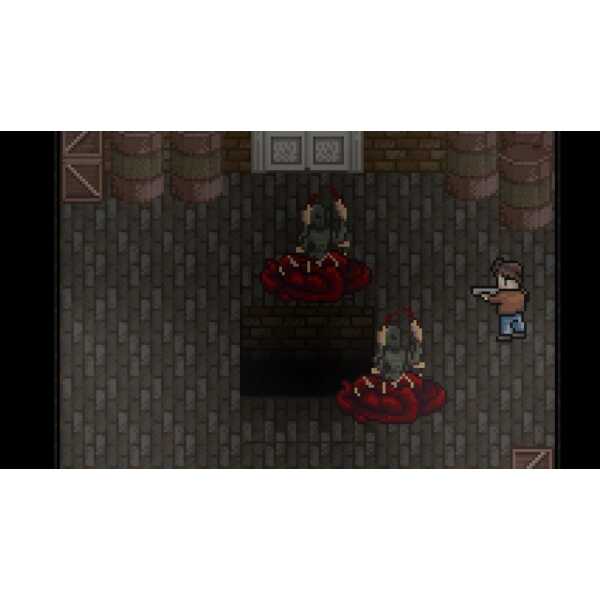 Pixel art scene from Dead of Darkness game showing monsters and a character.