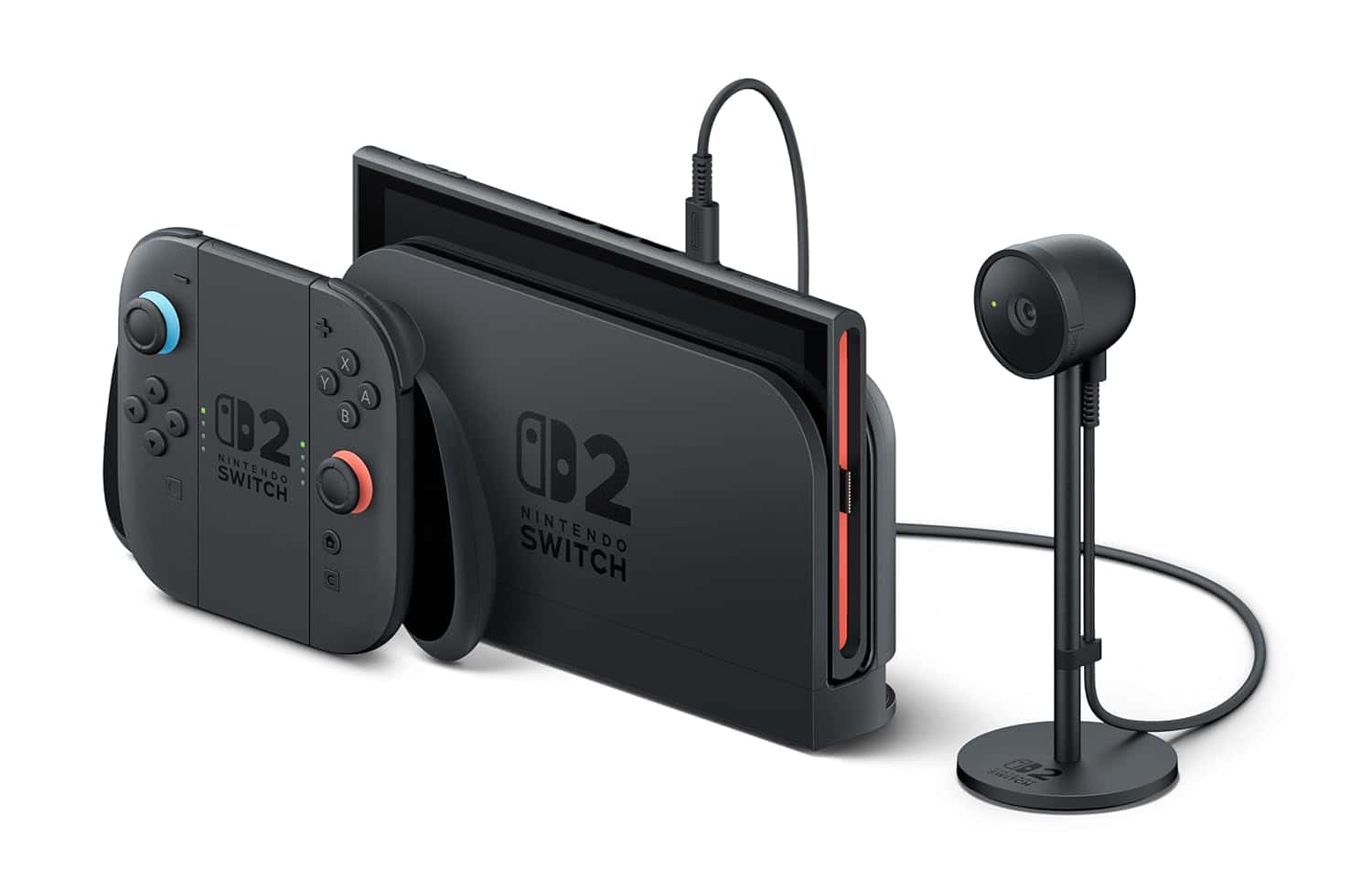 Nintendo Switch 2 console with camera and dock setup for gaming and streaming.