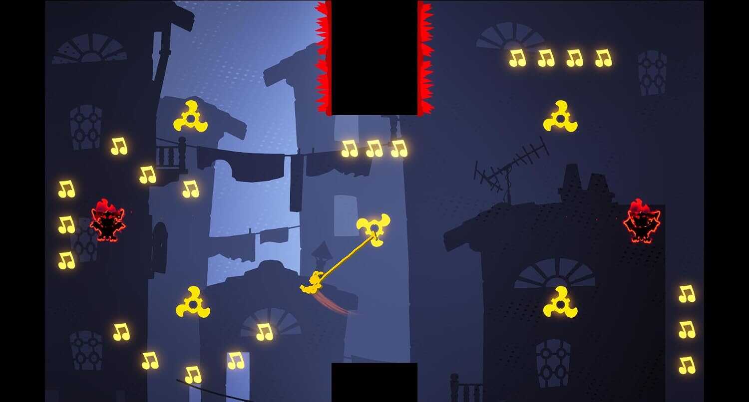 Colorful musical puzzle scene from Gameware game with notes and characters.