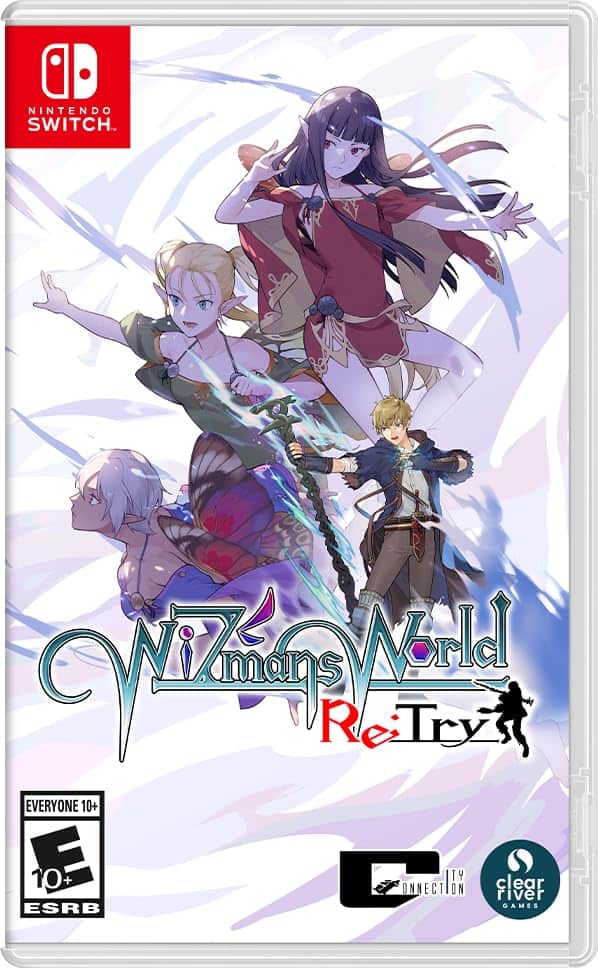 WiZmans World Re;Try game cover for Nintendo Switch with fantasy characters.