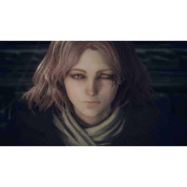 Close-up of a female character from Elden Ring Tarnished Edition game.