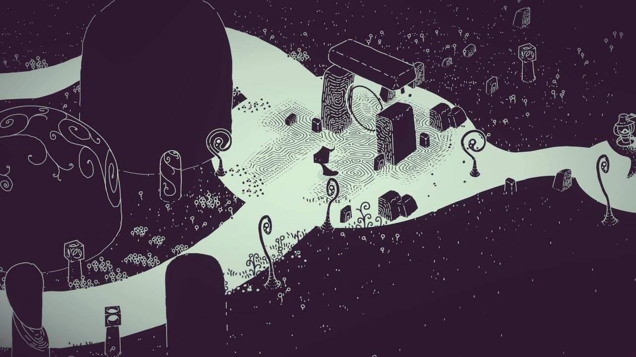 Hauntii-themed game environment with eerie landscape and mysterious structures. Perfect for horror g.