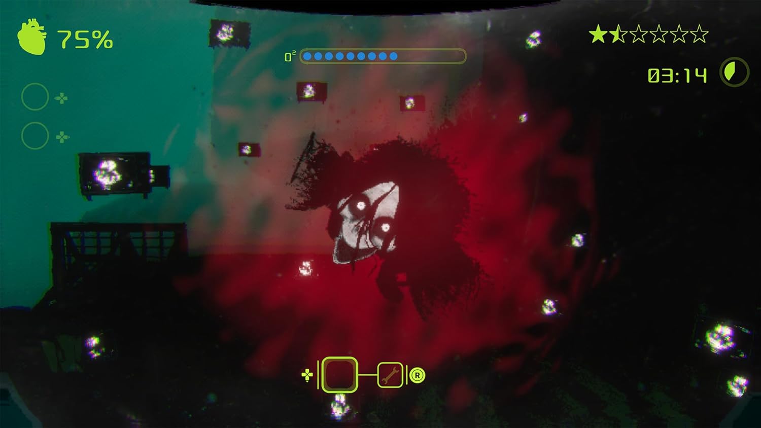 Intense underwater scene from Murky Divers PharmaCorps Edition game.