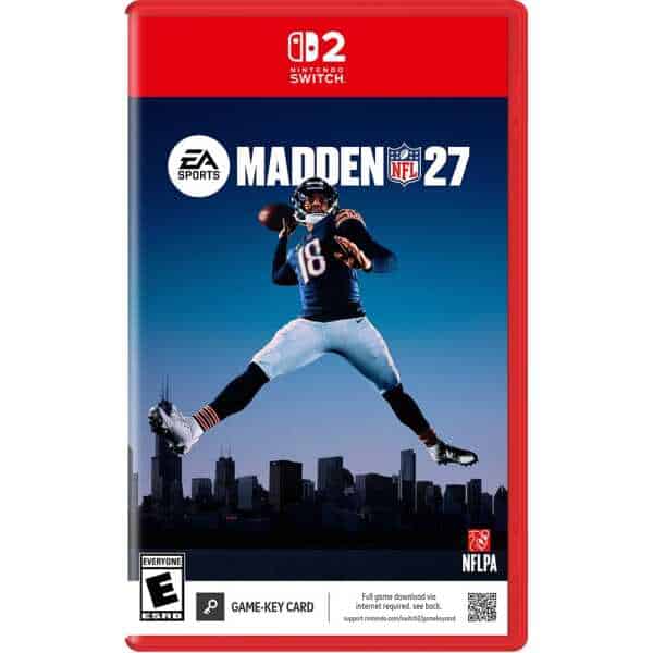 EA SPORTS Madden NFL 27 game cover for Nintendo Switch with football player in action.