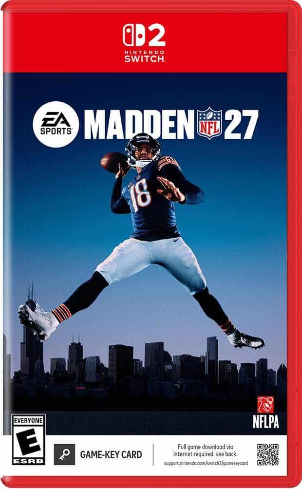 EA SPORTS Madden NFL 27 game cover for Nintendo Switch with football player in action.