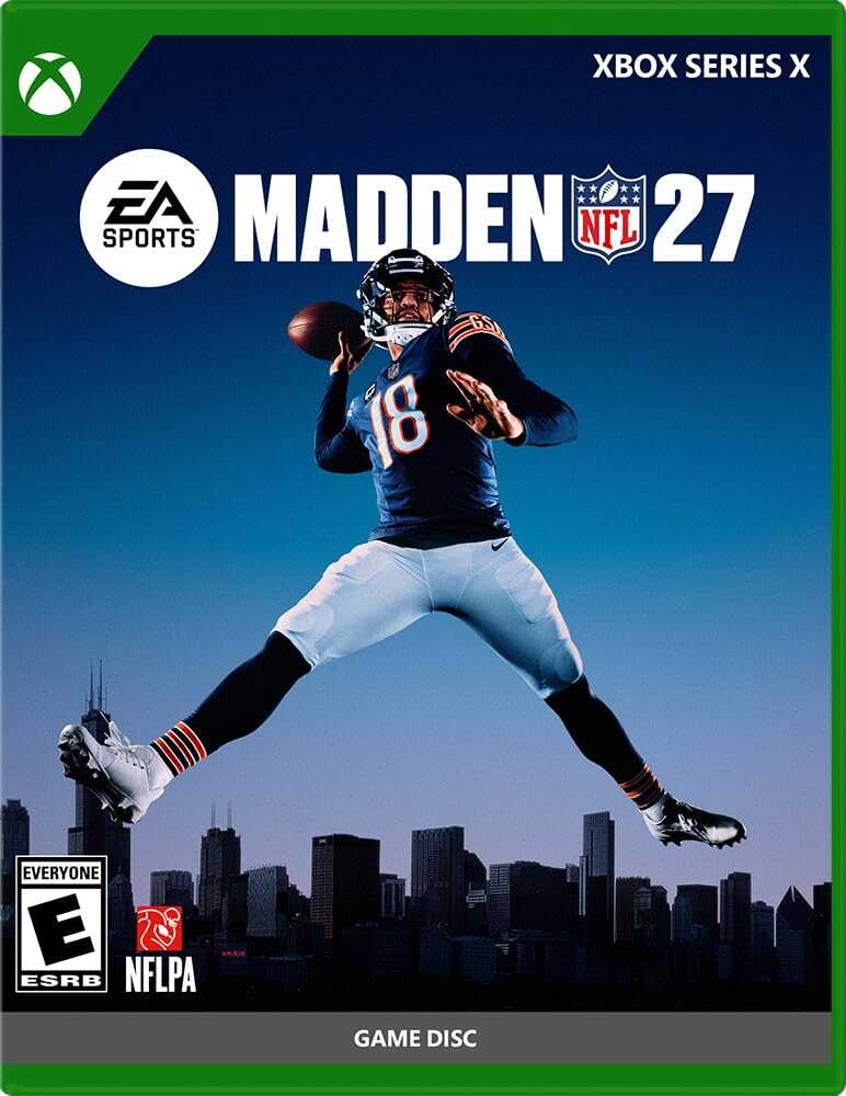 EA SPORTS Madden NFL 27 Xbox Series X game cover with football player in action.