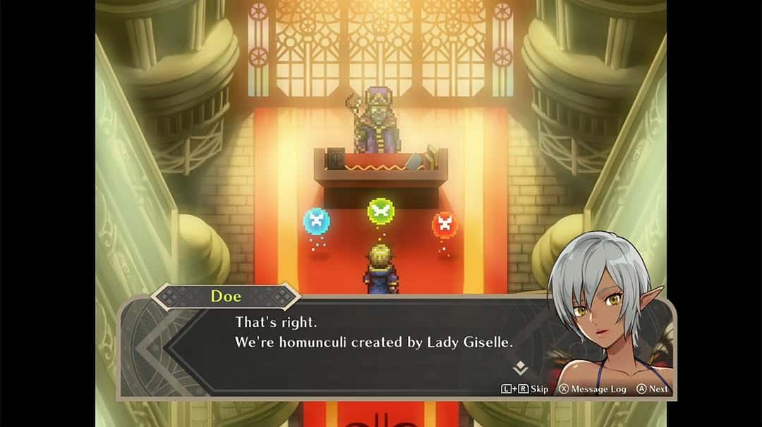 In-game scene from WiZmans World Re;Try showing a character in a grand hall with a throne.