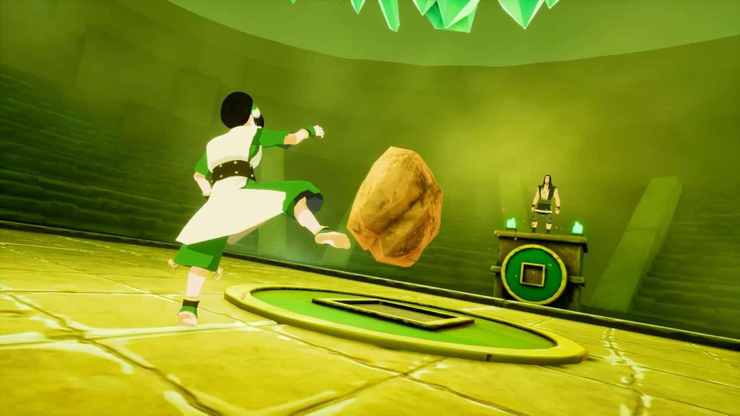 Immersive VR gaming experience with dynamic characters and interactive obstacles.