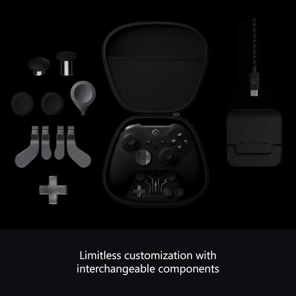Xbox Series X Elite Series 2 wireless controller with interchangeable components.