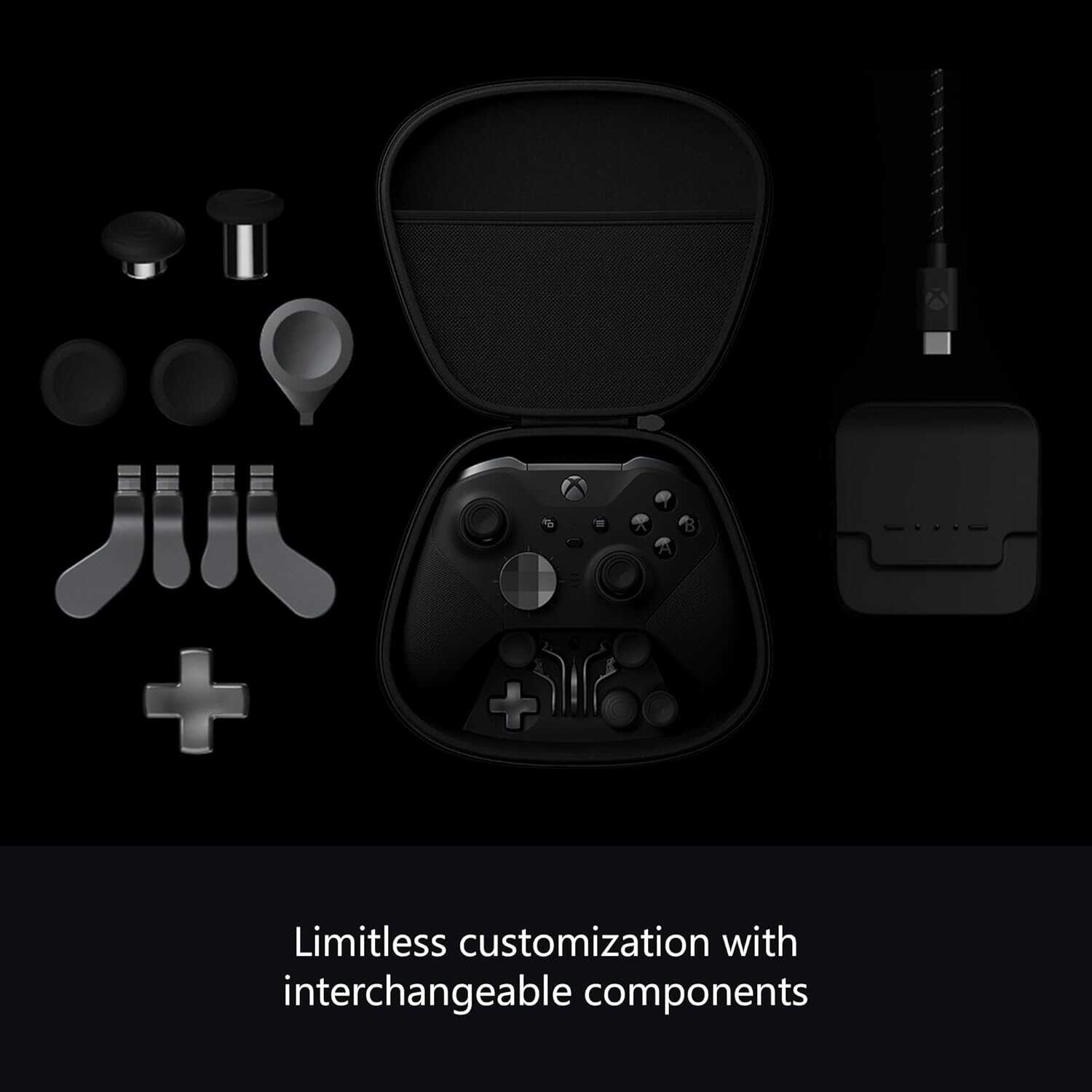 Xbox Series X Elite Series 2 wireless controller with interchangeable components.