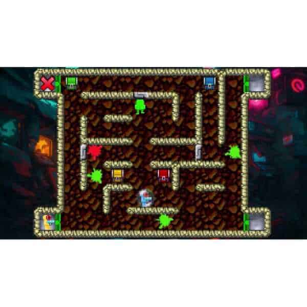 Classic maze game screenshot with colorful characters and obstacles.