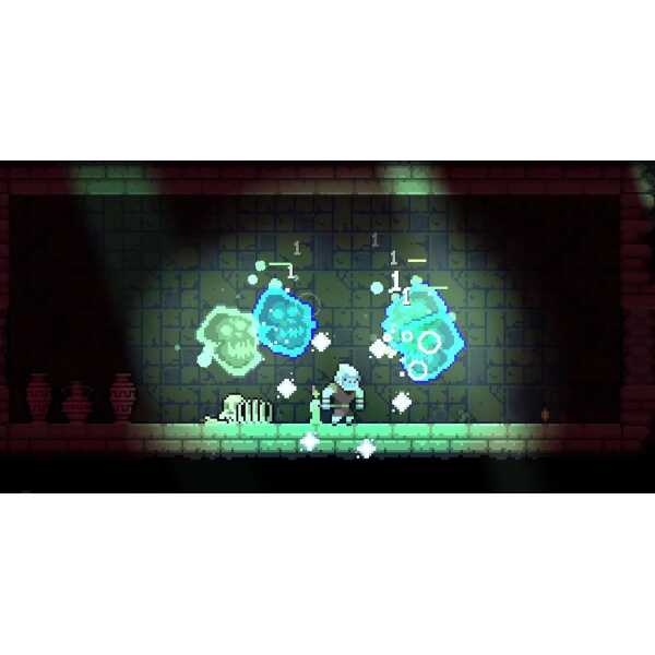 Pixel art scene from Dunjungle showing magical creatures and vibrant effects in a dungeon setting.