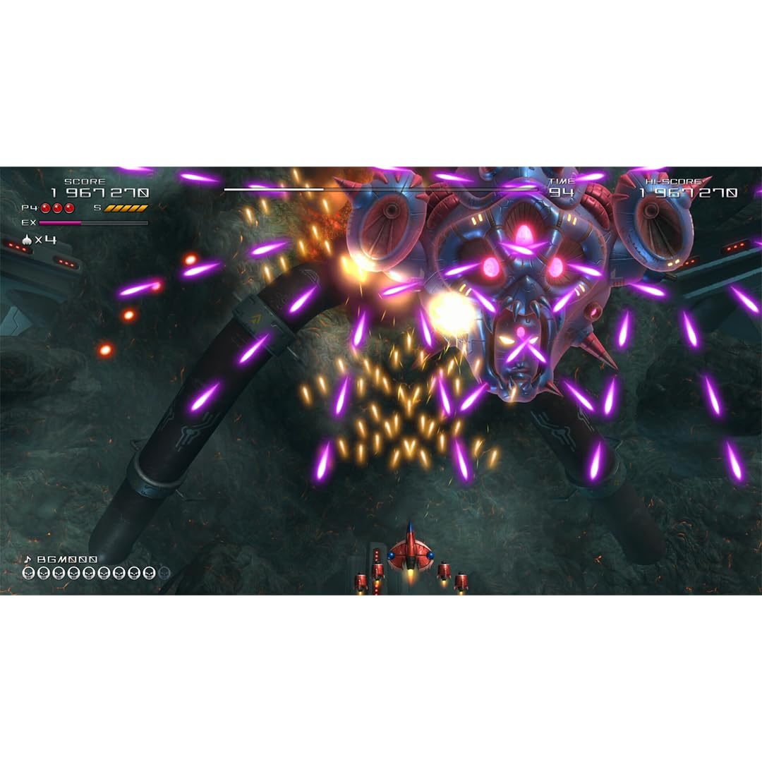 High-intensity spaceship shooter game with vibrant neon effects and epic boss battles. Perfect for a.