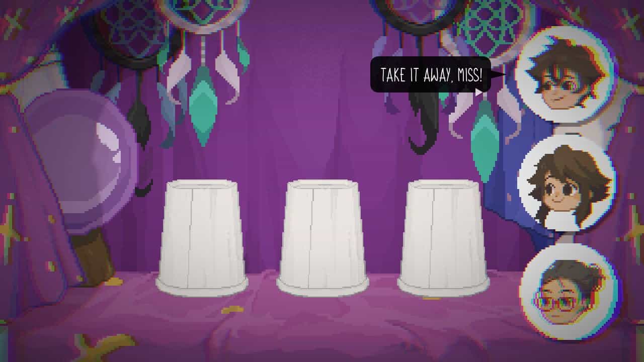 Colorful dreamcatcher with characters from "Until Then" in a fantasy setting, emphasizing game art a.