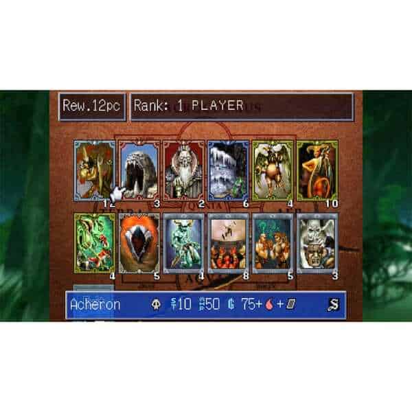 Screenshot of Culdcept game interface showing cards and player stats.
