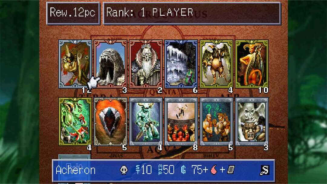 Screenshot of Culdcept game interface showing cards and player stats.
