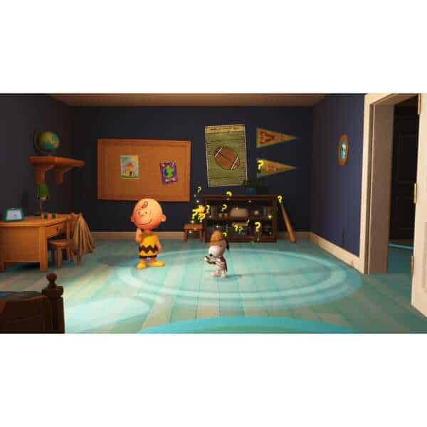 Snoopy and Woodstock in a detective-themed room from Snoopy & The Great Mystery Club.