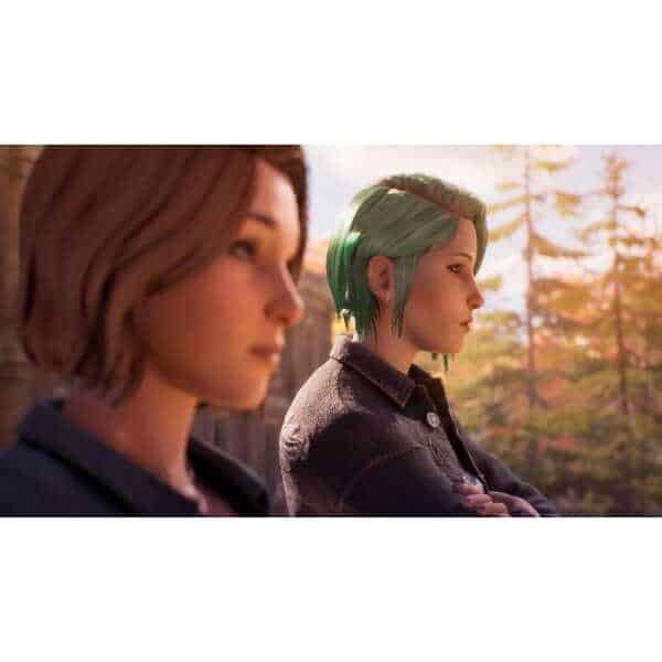 Characters from Life is Strange reunion scene in a scenic outdoor setting.