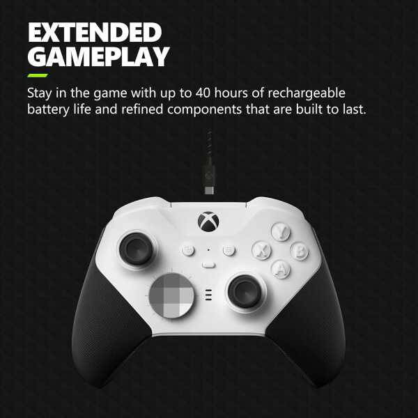 White Xbox Series X Elite Series 2 Core Wireless Controller for gaming.