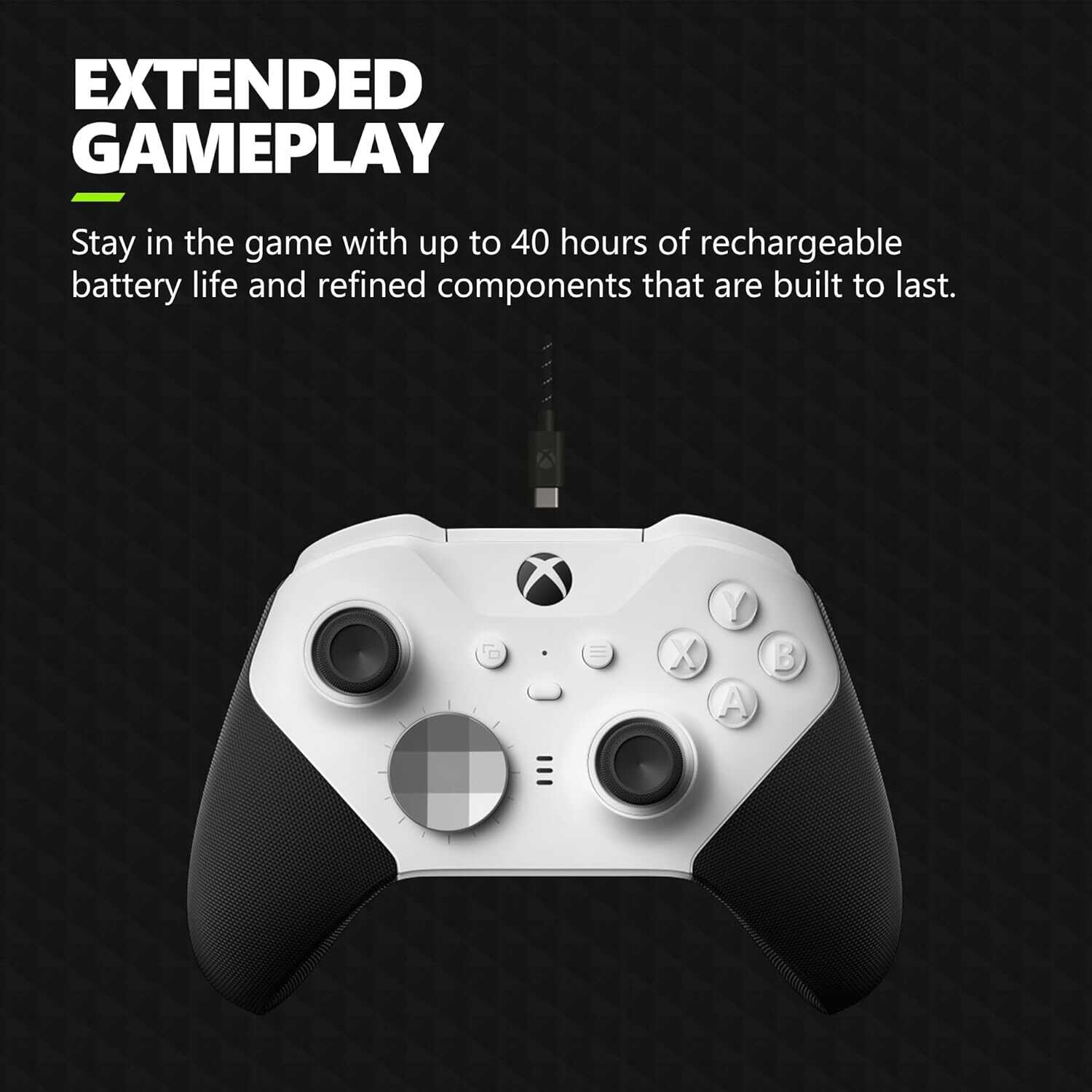 White Xbox Series X Elite Series 2 Core Wireless Controller for gaming.