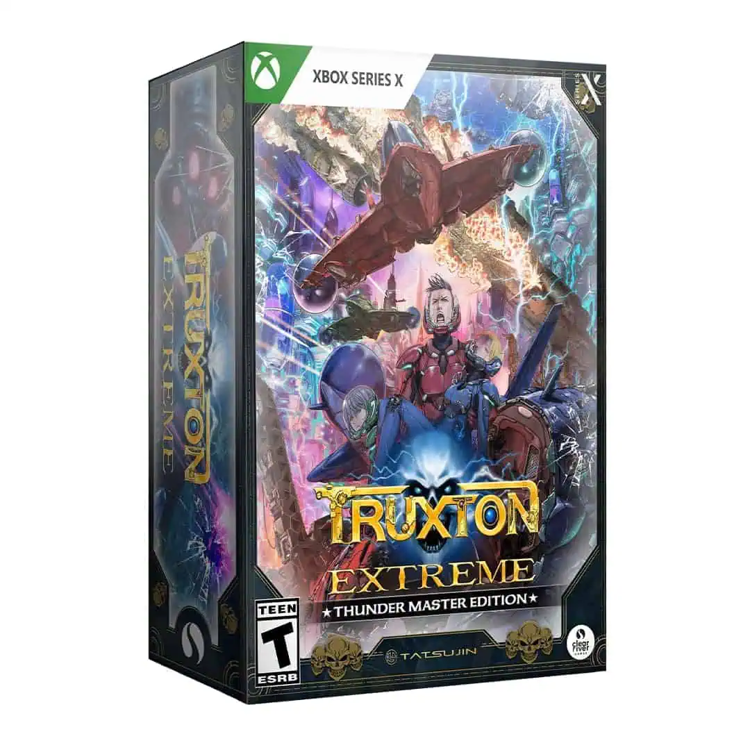 A game box for "Truxton Extreme" for Xbox Series X, featuring sci-fi and military-themed artwork.