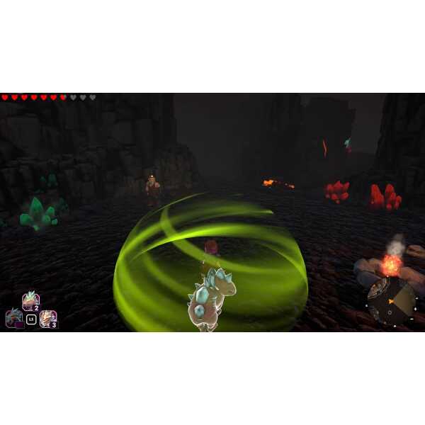 In-game screenshot of Azura's Crystals with glowing crystals and character casting a spell.