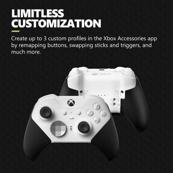 Customizable Xbox Series X controller with remappable buttons and sticks.