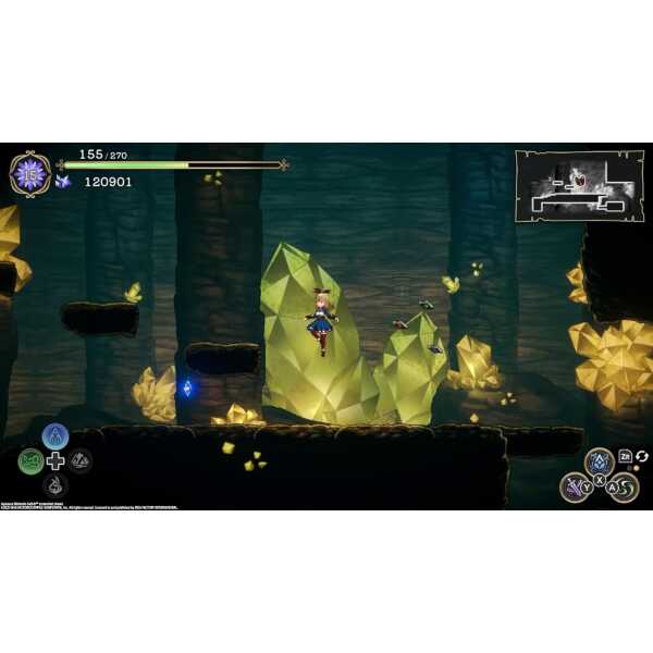 Ariana exploring glowing crystal formations in a mystical cave scene.