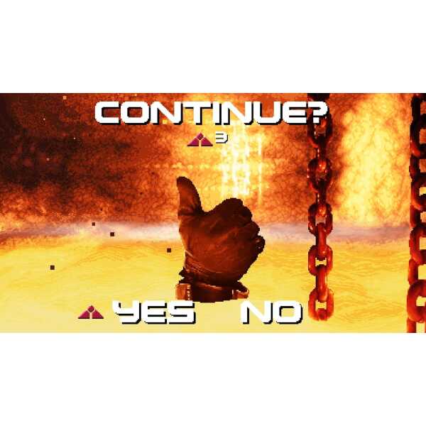 Action-packed scene with a clenched fist and chains in a fiery environment.