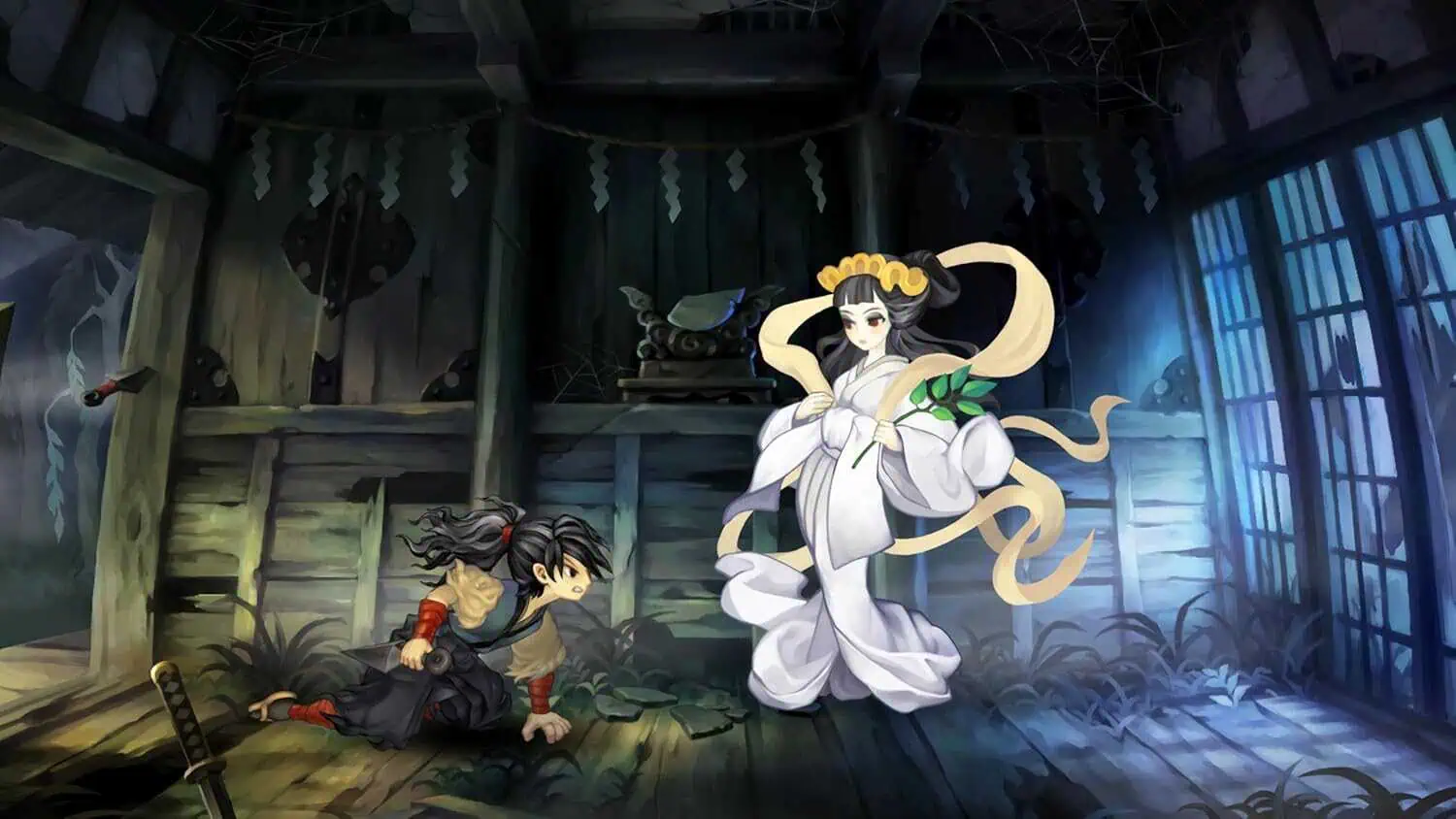 Artwork from Muramasa: Revenant Blades Limited Edition game featuring characters in a traditional,幻想.