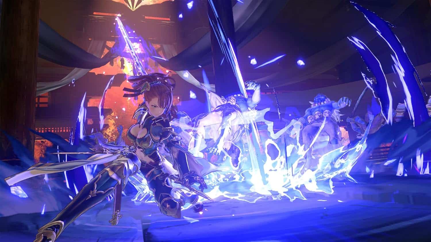Epic fantasy battle scene featuring warriors wielding swords and casting spells in a vibrant, action.