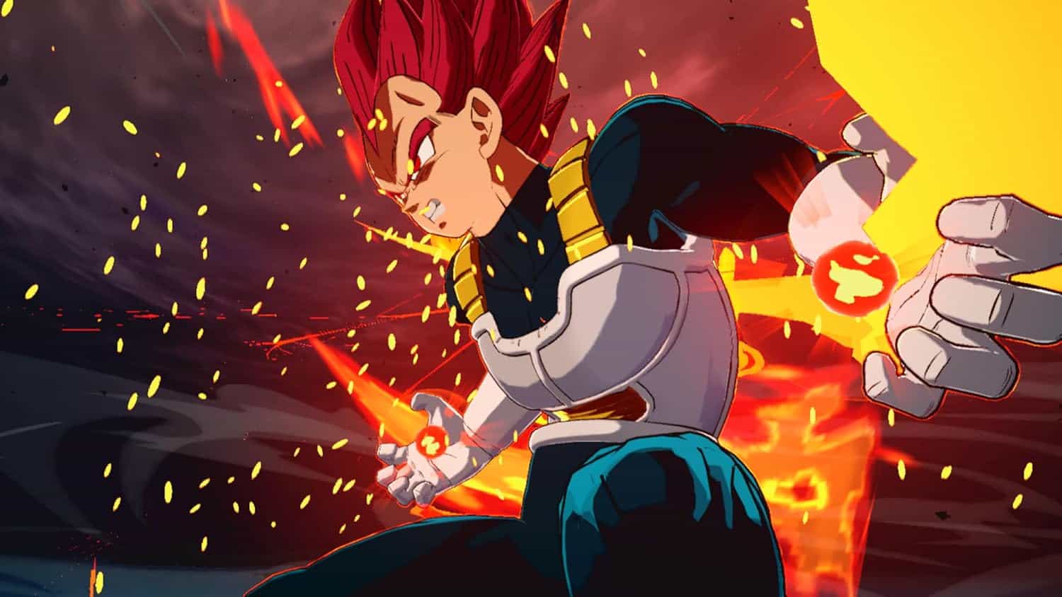 Goku in Super Saiyan form unleashing energy attack in intense battle.
