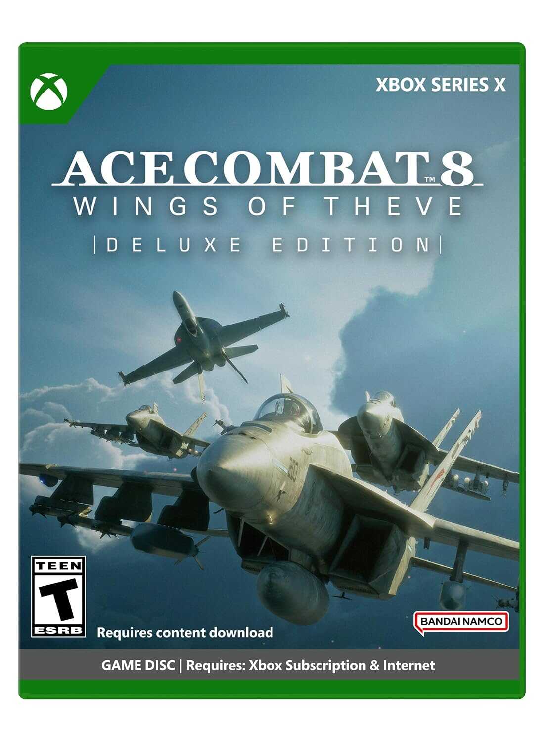 Ace Combat 8 game cover with fighter jets in flight for Xbox Series X.