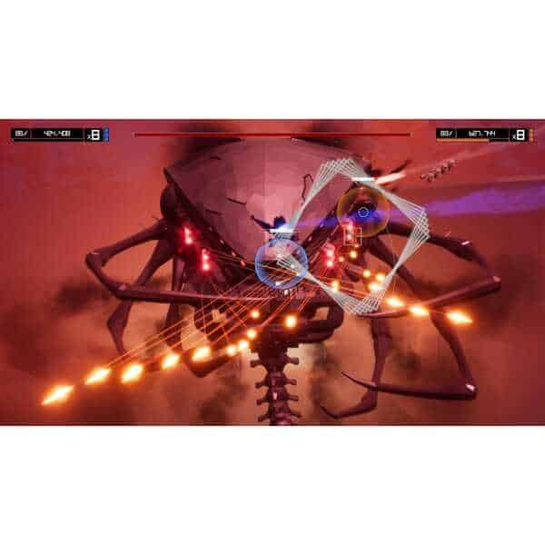 Futuristic sci-fi space battle with a large alien spaceship and laser attacks.
