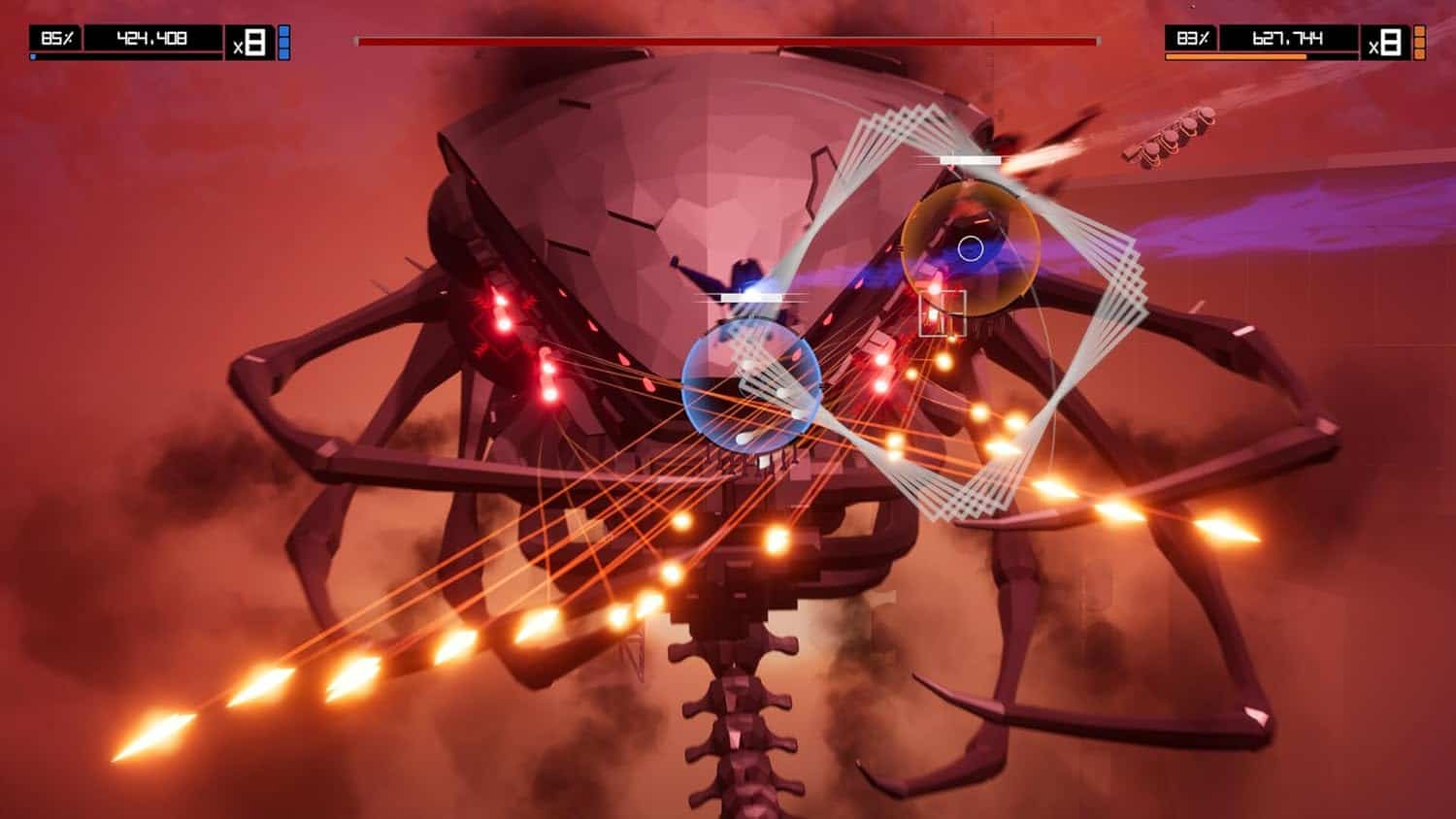 Futuristic sci-fi space battle with a large alien spaceship and laser attacks.