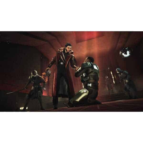 Futuristic game scene from Dune: Awakening with characters in combat.