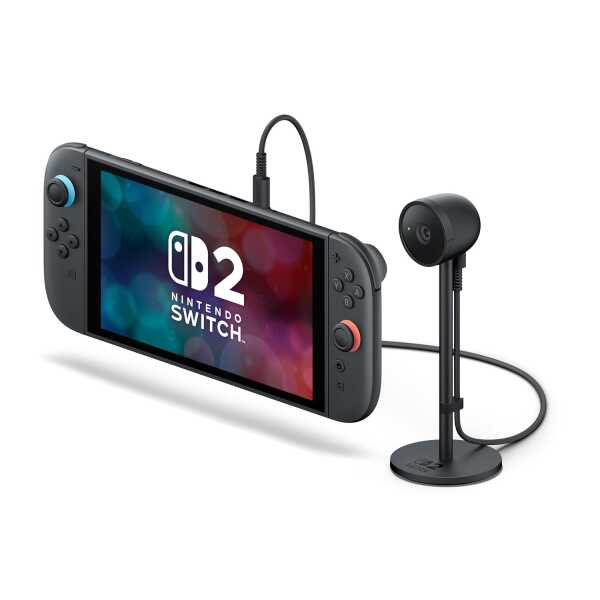 Nintendo Switch 2 camera connected to the console for enhanced gaming experience.
