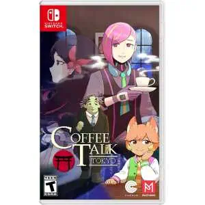 Anime-style characters enjoying coffee in a cozy cafe setting.