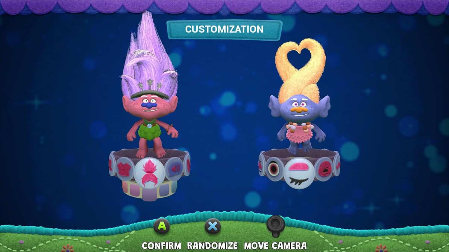 Colorful game characters with unique designs for customization.