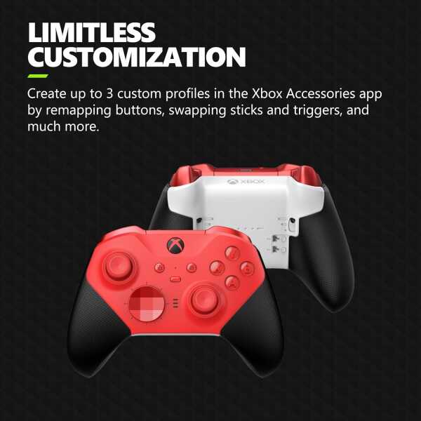 Customizable Xbox Series X controller with remappable buttons and profiles.