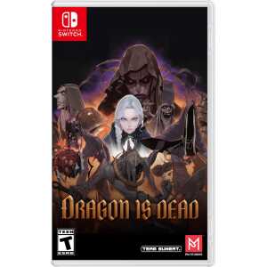 A dark fantasy game cover featuring a female character with white hair and various menacing creature.
