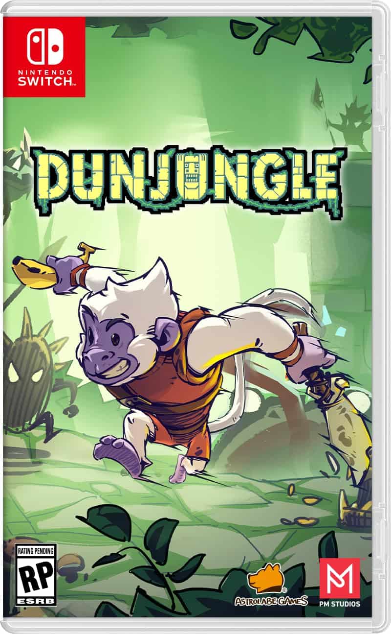 Cartoon jungle scene with a playful animal character for Dunjungle game.