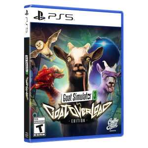 Cover art for Goat Simulator 3 featuring goats and fantasy creatures for PS5.