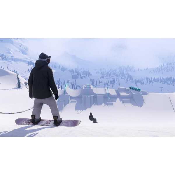 Snowboarder at ski park in Shredders: Full Ride Edition game.