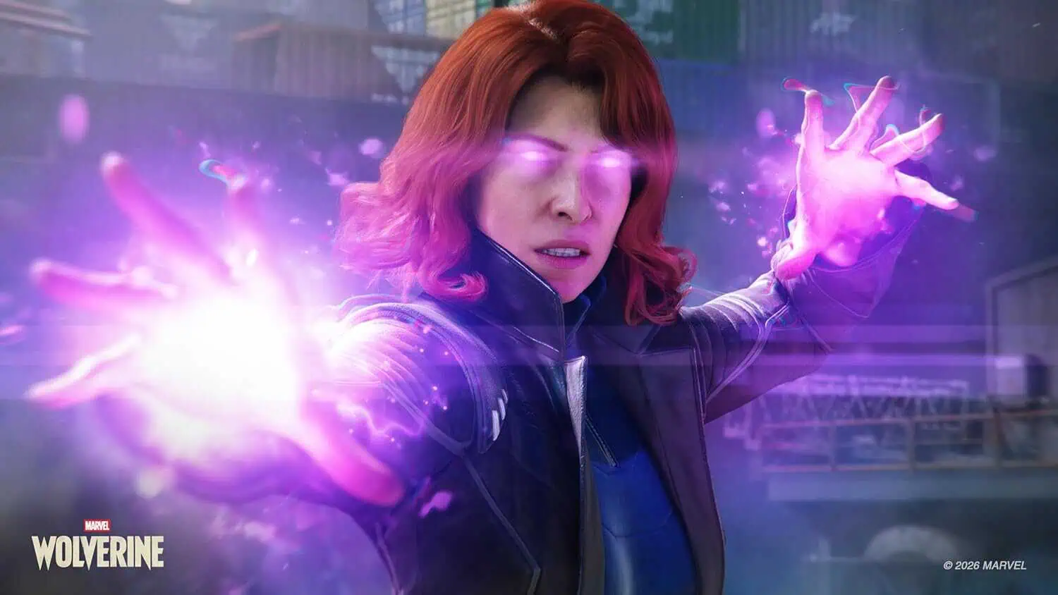 Marvel's Wolverine character using purple energy powers in action.