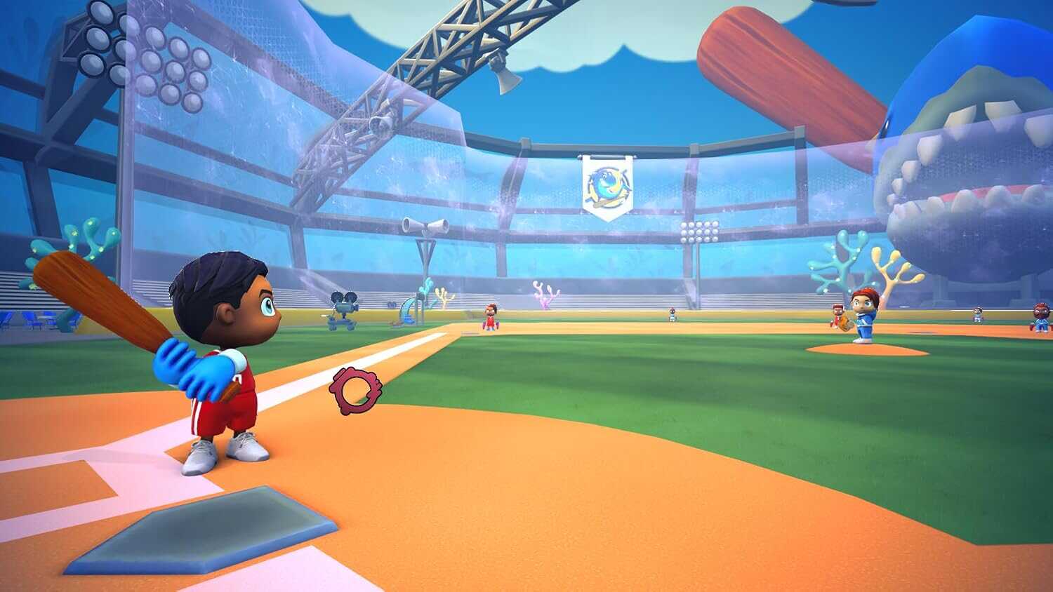 Kids playing baseball in a colorful stadium from Instant Sports 2.